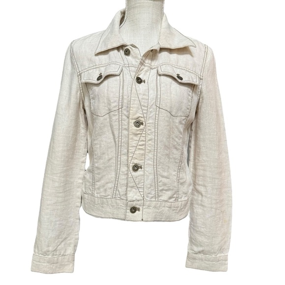 DKNY Womens Vintage Ivory‎ Linen Shirt Jacket Size L - Picture 1 of 15